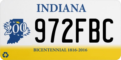 IN license plate 972FBC