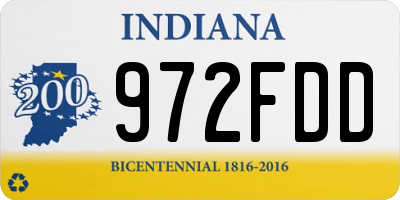 IN license plate 972FDD