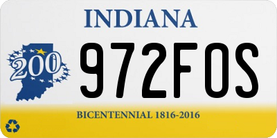 IN license plate 972FOS