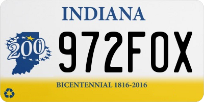 IN license plate 972FOX
