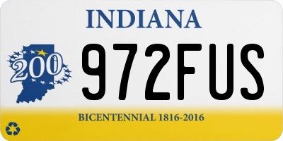 IN license plate 972FUS