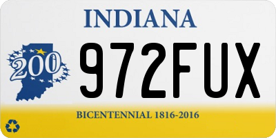 IN license plate 972FUX