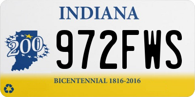 IN license plate 972FWS