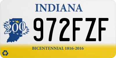IN license plate 972FZF