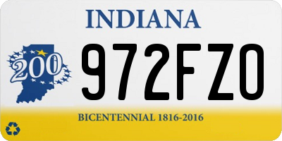 IN license plate 972FZO