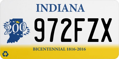 IN license plate 972FZX