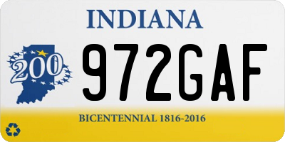 IN license plate 972GAF