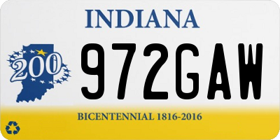 IN license plate 972GAW