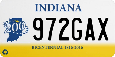 IN license plate 972GAX