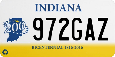 IN license plate 972GAZ