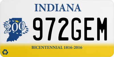IN license plate 972GEM