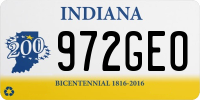 IN license plate 972GEO