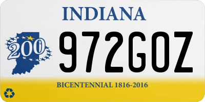IN license plate 972GOZ