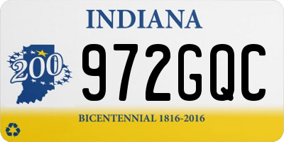 IN license plate 972GQC