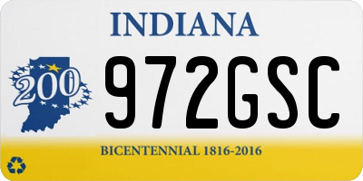 IN license plate 972GSC
