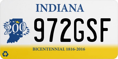 IN license plate 972GSF