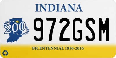 IN license plate 972GSM