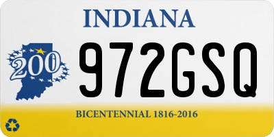 IN license plate 972GSQ
