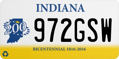 IN license plate 972GSW