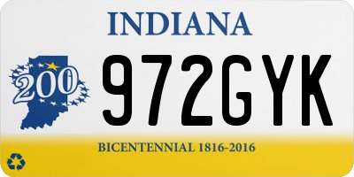 IN license plate 972GYK