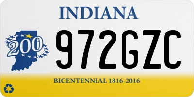 IN license plate 972GZC