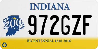 IN license plate 972GZF