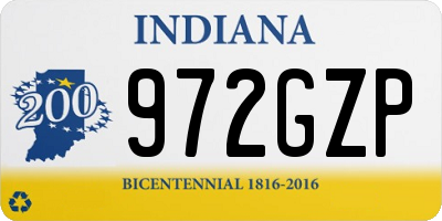 IN license plate 972GZP