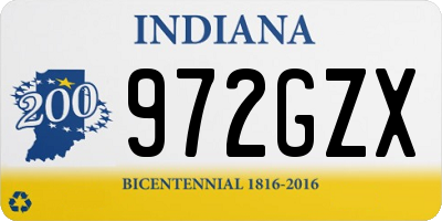 IN license plate 972GZX