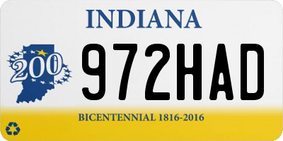 IN license plate 972HAD