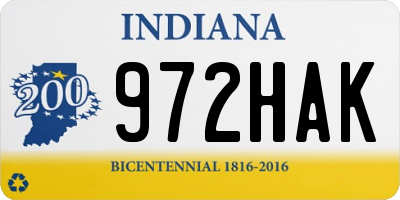IN license plate 972HAK