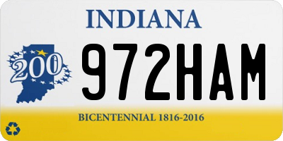 IN license plate 972HAM