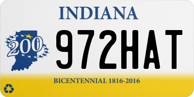 IN license plate 972HAT