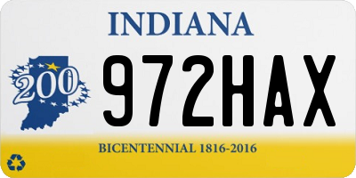 IN license plate 972HAX