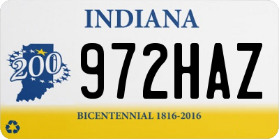 IN license plate 972HAZ