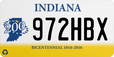 IN license plate 972HBX