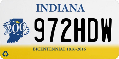 IN license plate 972HDW