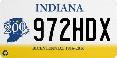 IN license plate 972HDX
