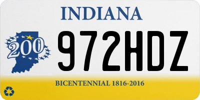 IN license plate 972HDZ