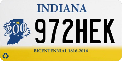 IN license plate 972HEK