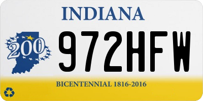 IN license plate 972HFW