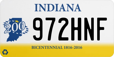 IN license plate 972HNF