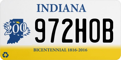 IN license plate 972HOB