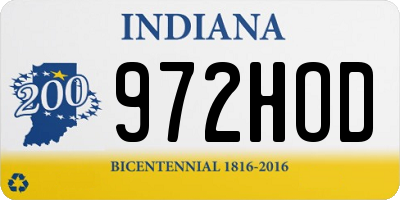 IN license plate 972HOD