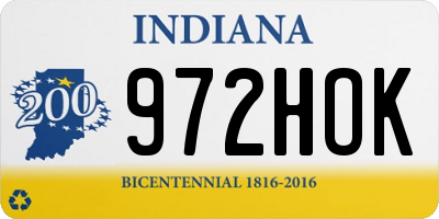 IN license plate 972HOK