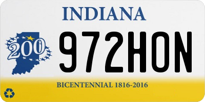 IN license plate 972HON