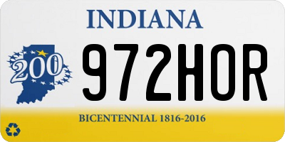 IN license plate 972HOR
