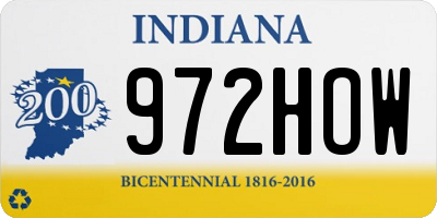 IN license plate 972HOW