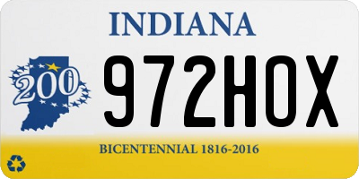 IN license plate 972HOX