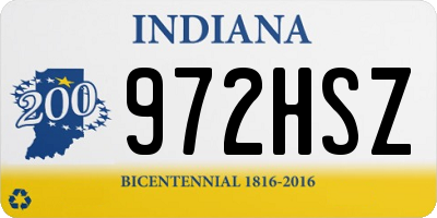 IN license plate 972HSZ