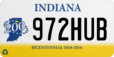 IN license plate 972HUB